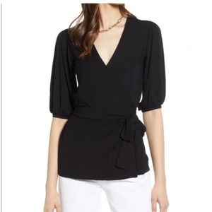 Halogen Black Wraparound Top Size XS